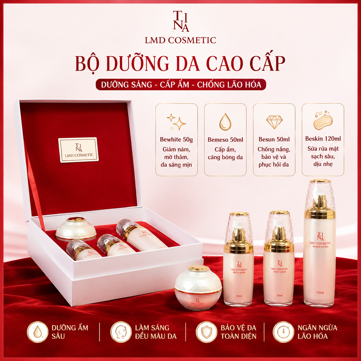 Bộ Combo làm đẹp da TINA LMD COSMETIC