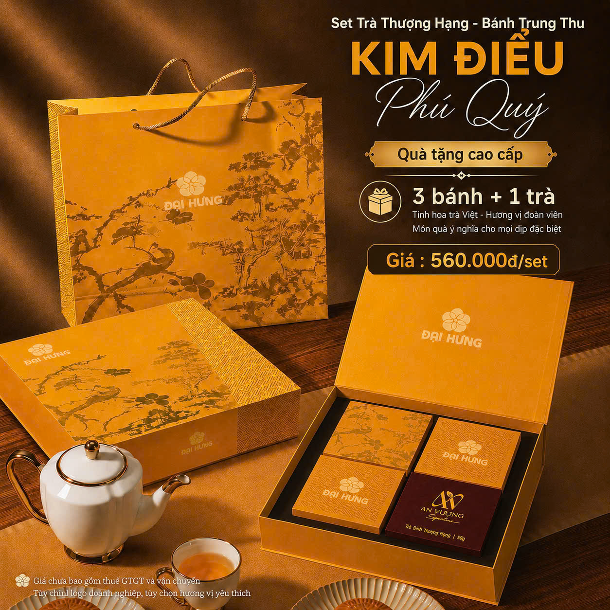 Set Trà Thượng Hạng + Bánh Trung Thu Kim Điểu Phú Quý